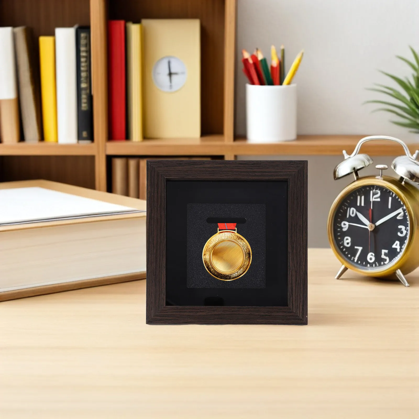 Wood Medal Display Stand Solid Wood Award Frame for Medals Karate Badges Certificates Ribbon Photo Wall Desk