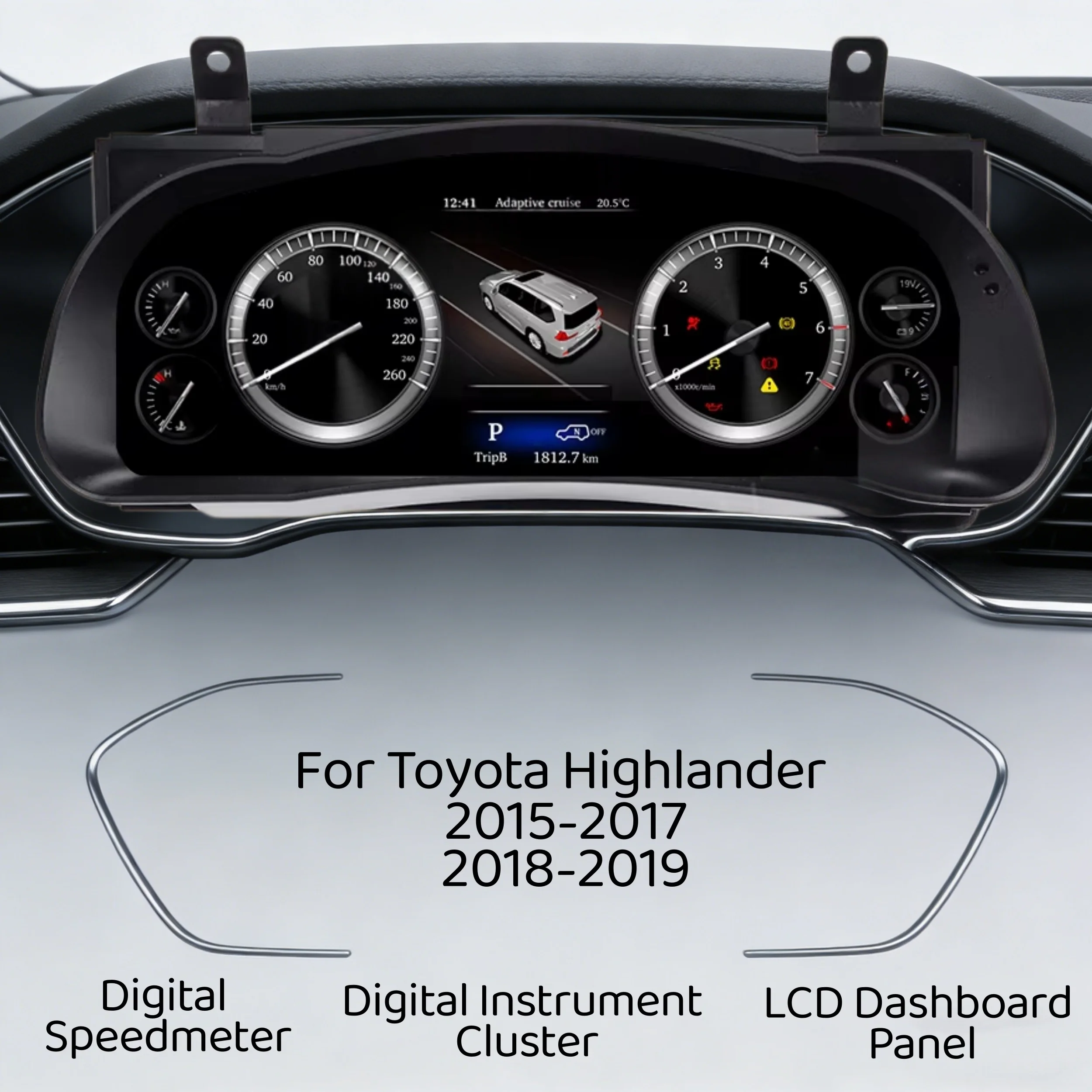 

For Toyota Highlander instrument panel 2015-2019 Speedometer Car LCD Digital Cluster Virtual Cockpit Dashboard Instrument Panel