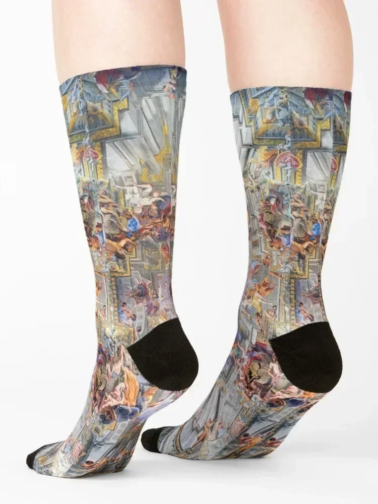 Baroque Pastel Ceiling Magic Socks floor soccer anti-slip essential Hiking boots Socks Woman Men's