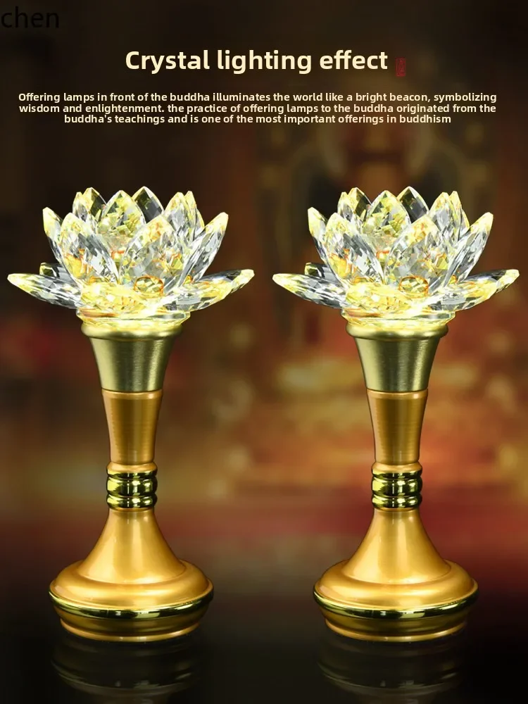 

FJ guanyin lotus buddha offering home pair of buddhist hall long bright lamp glazed buddha ornaments