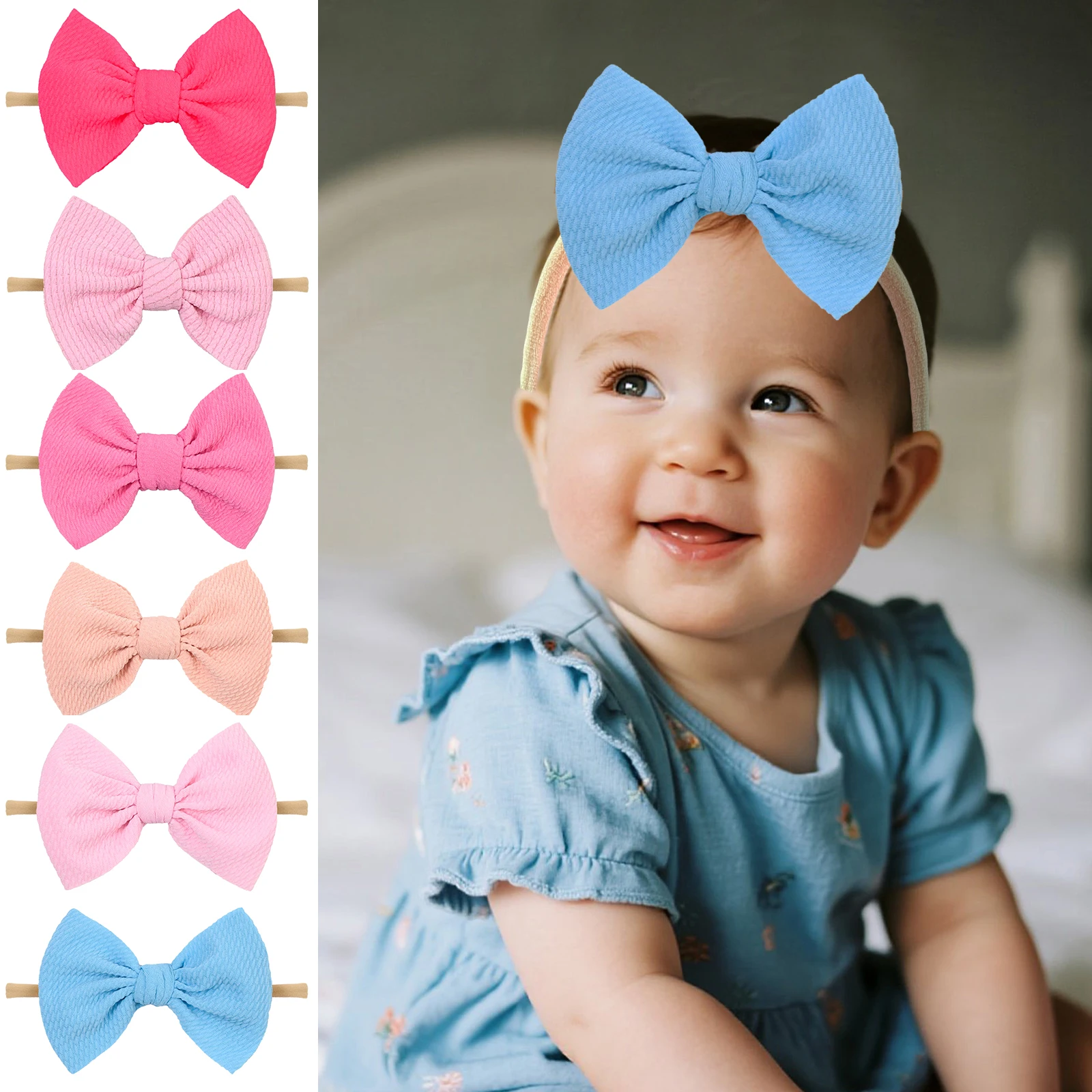 

10pcs Cute Baby Hairbands Nylon Newborn Children's Banquet Photo Accessories Comfortable Breathable Children Fashion Headbands