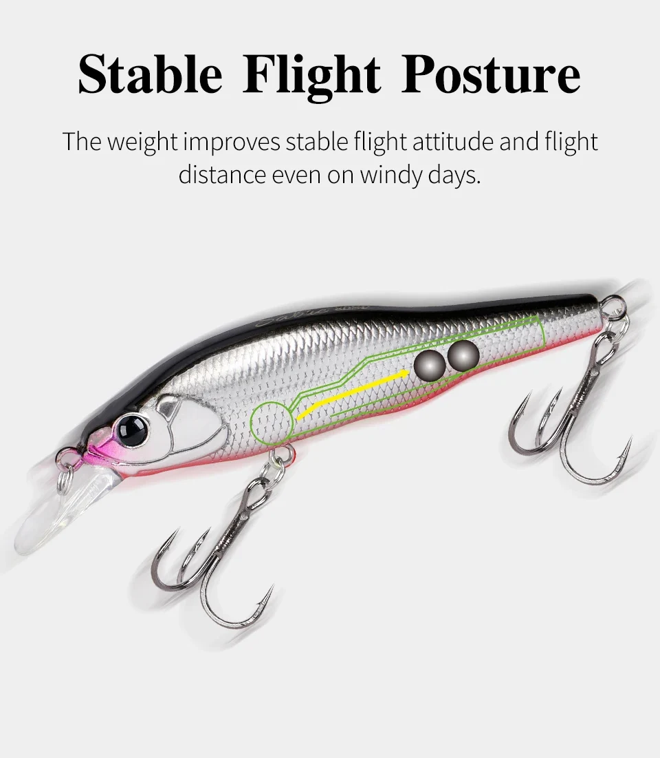 TSURINOYA 3,15 Zoll 80SP Suspend Minnow Sabre 80 mm 10,3 g künstlicher Bass Pike Hard Baits Shiner Shad Angelköder Jerkbait – Detail 8