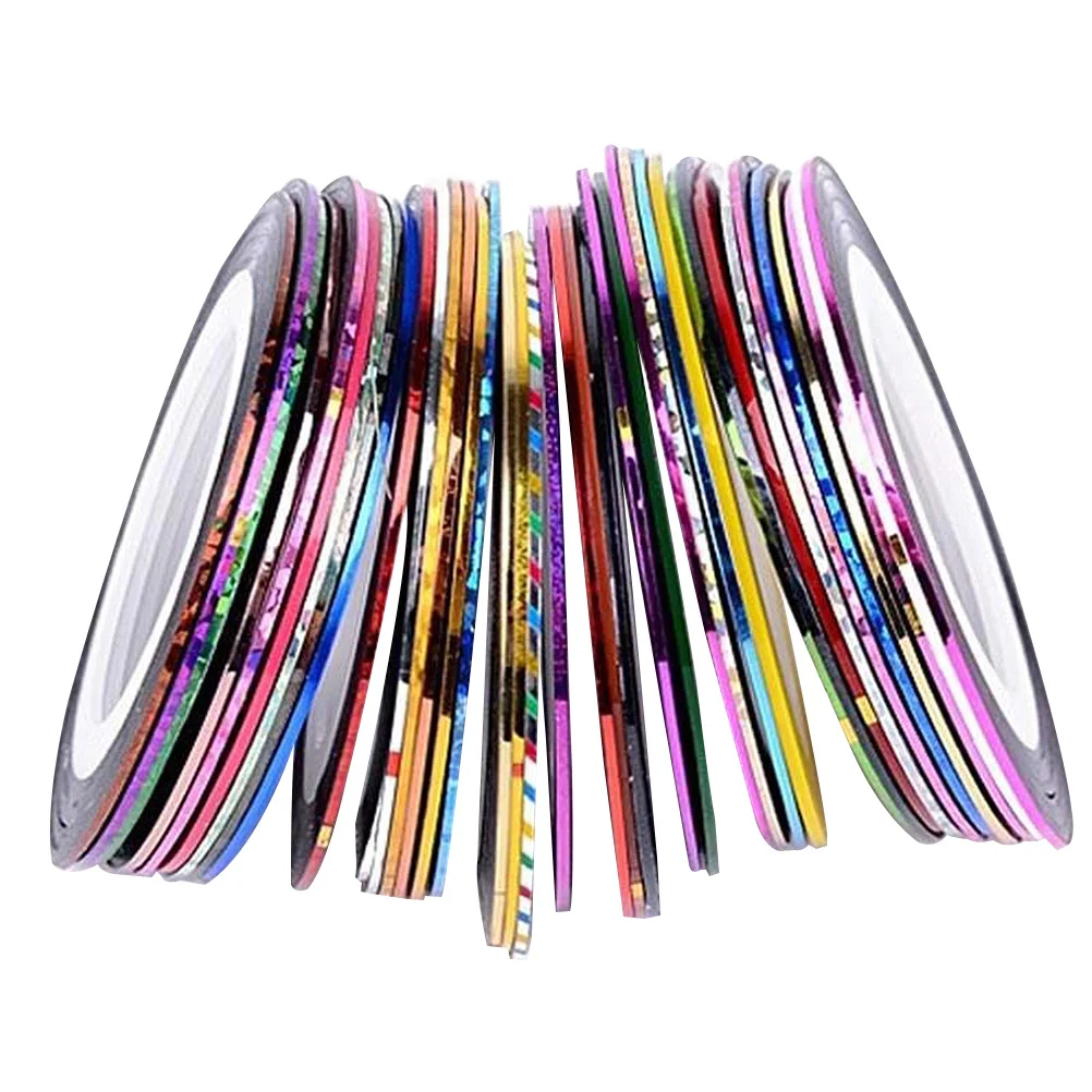 1 مجموعة الفن خط الشريط مجموعة البريق ملصقات ل مانيكير باديكير Diy بها بنفسك الديكور 30 ألوان مسمار الشارات مسمار الديكور مانيكير