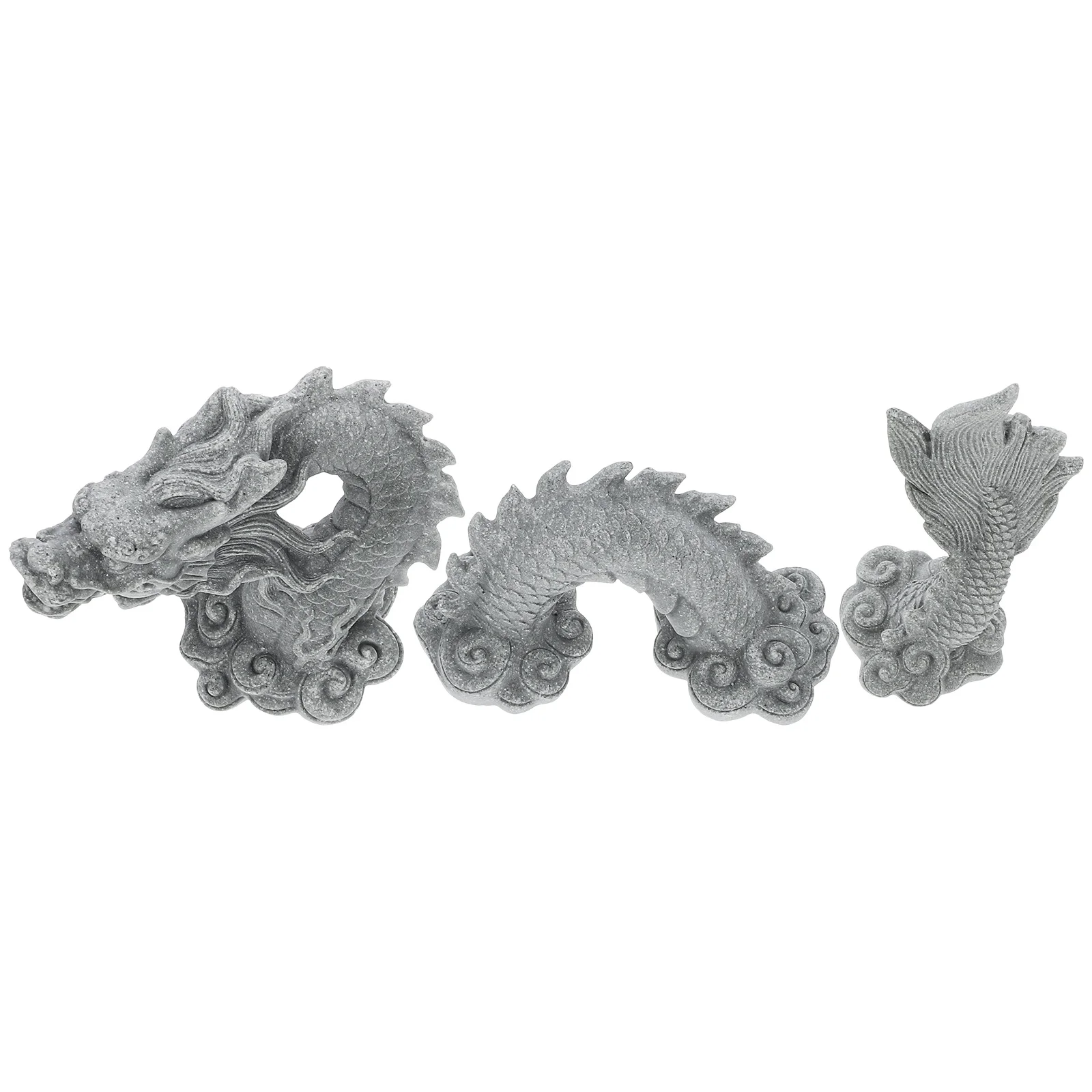 

1 set 1 Set Of Sandstone Statue Resin Dragon Ornaments Desktop Tabletop Decor For Home Office Chinese Prosperity