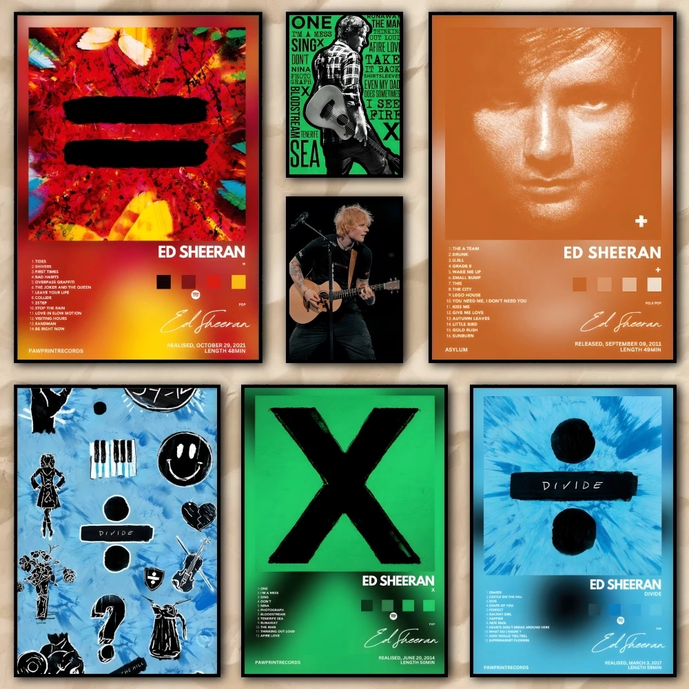 

Singer E-Ed Sheeran Music Poster HD Print Personalized Canvas Wall Mural Art Poster Photos For Living Room Home Decor