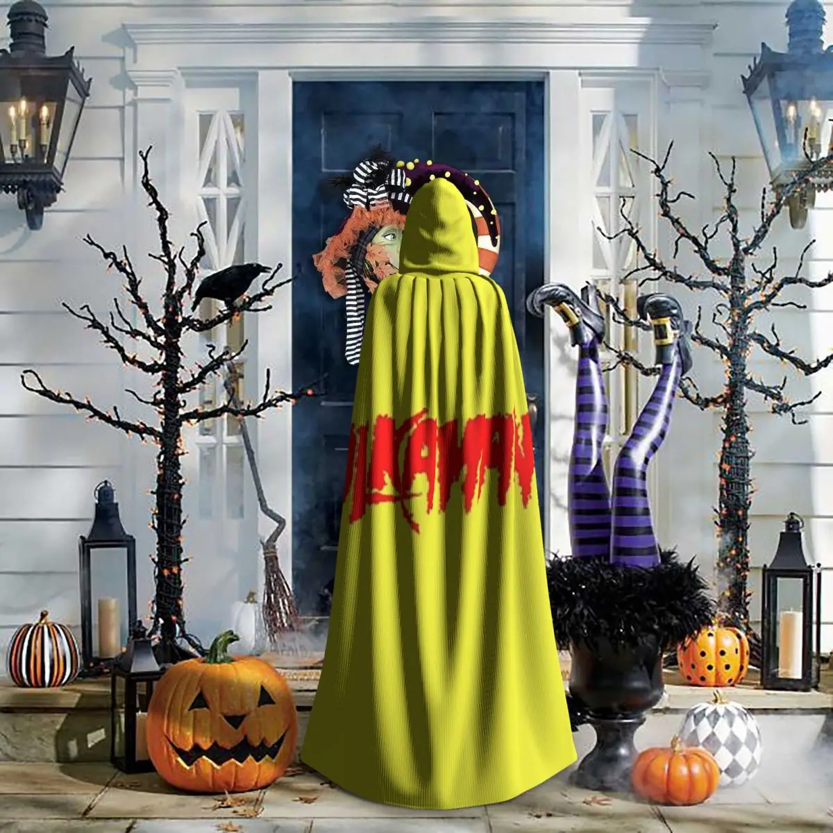 هالك هوجان هالكامانيا عباءة طويلة مقنعين الساحرة القرون الوسطى زي تأثيري كيب هالوين معطف الكبار للجنسين