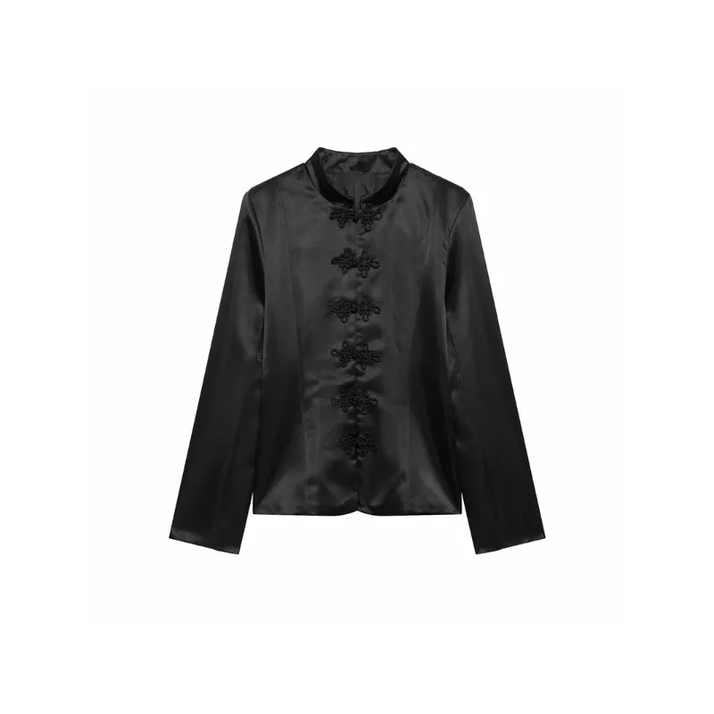 Women's 2026 Fall New Black Long Sleeve Stand Collar Blazer with Main Button Decoration Comfortable To Wear Elegant Stylish