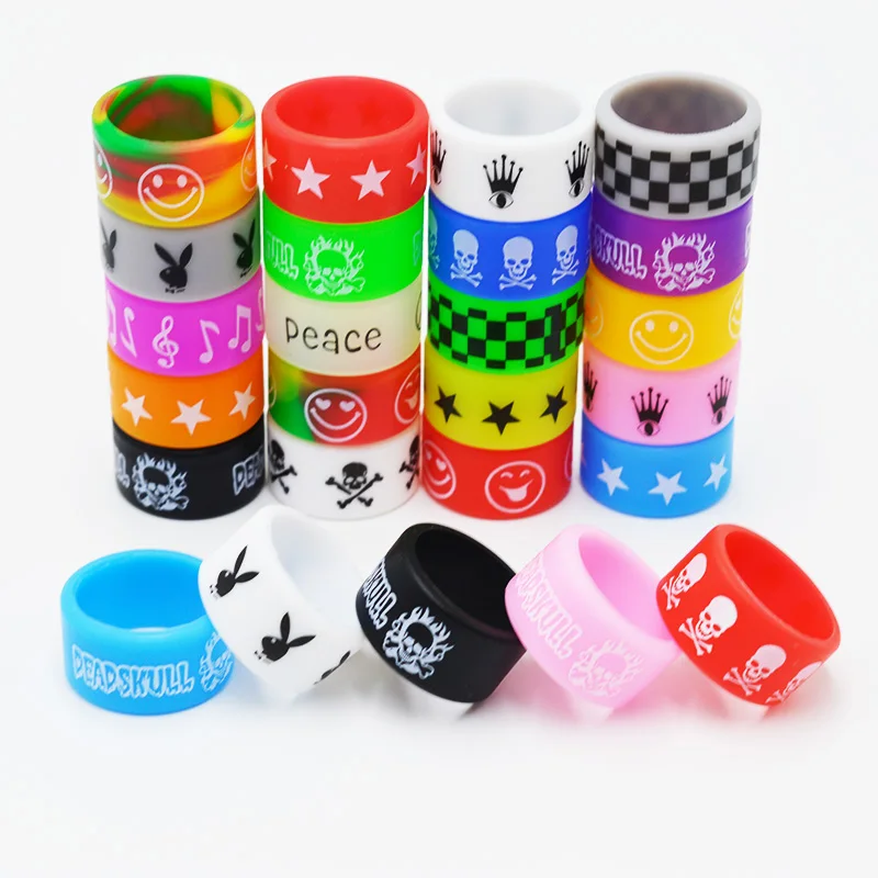 Multi-style 22mm Silicone Band Anti Slip Ring Printed Bull Head Diamond Hollow Decorative Protection for Mod Accessories
