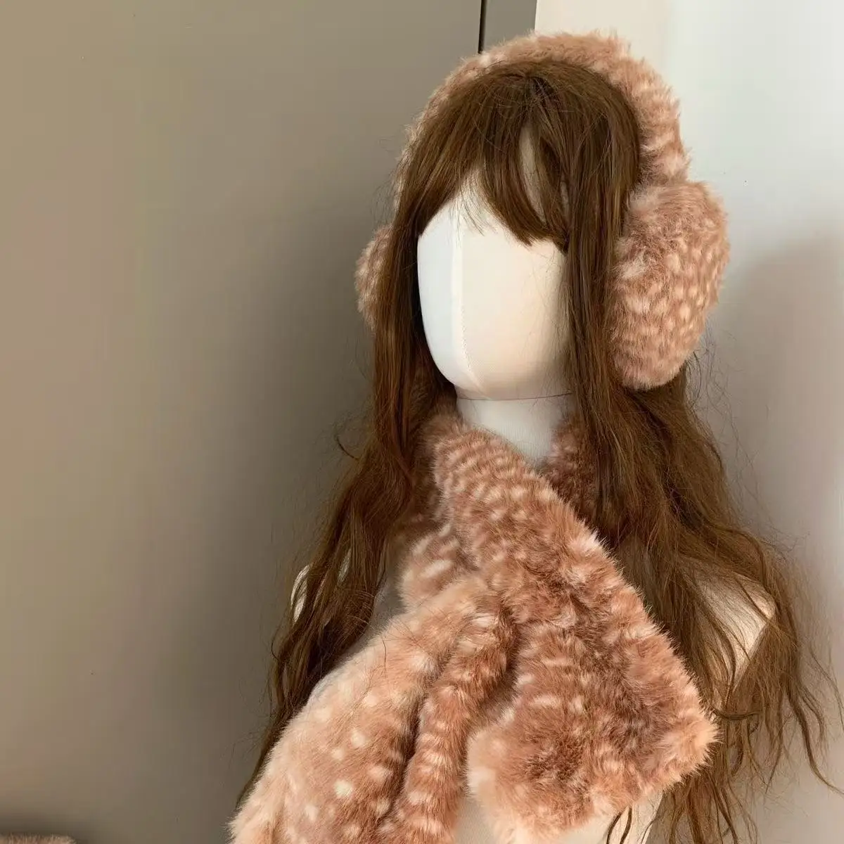 Winter Japanese Cute Elk Scarf Kawaii Deer Series Plush Christmas Accessories Padded Outdoor Warm Cosplay Deer Earmuffs