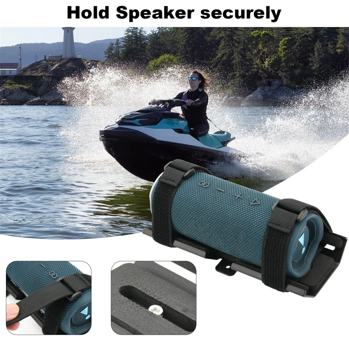 BABQ Portable Speaker Mount for Jet Ski/Snowmobile/Boat/Sea-Doo, Speaker Bracket Metal Speaker Mount Holder for JBL Charge 4