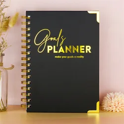 Gold Metal Coil Binder Notebook, A5 Planner, Semanal Diário Memo Notepad, Papel de escrita, Papelaria Suprimentos Presente, 108 Folhas