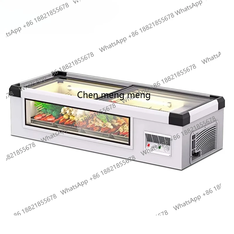 

Barbecue display cabinet desktop, mobile stall freezer cold dishes, commercial refrigerated freezer box