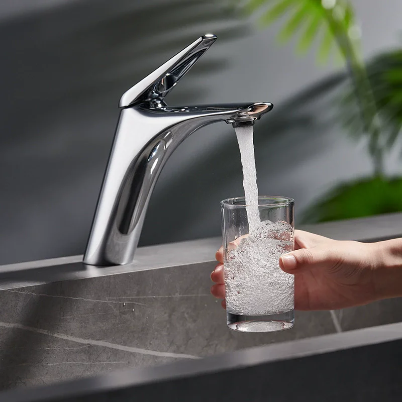 

Chrome Basin Faucets Gray Bathroom Faucet Single handle Basin Mixer Tap Bath Black Gray Chrome Faucet Brass Sink Water Crane