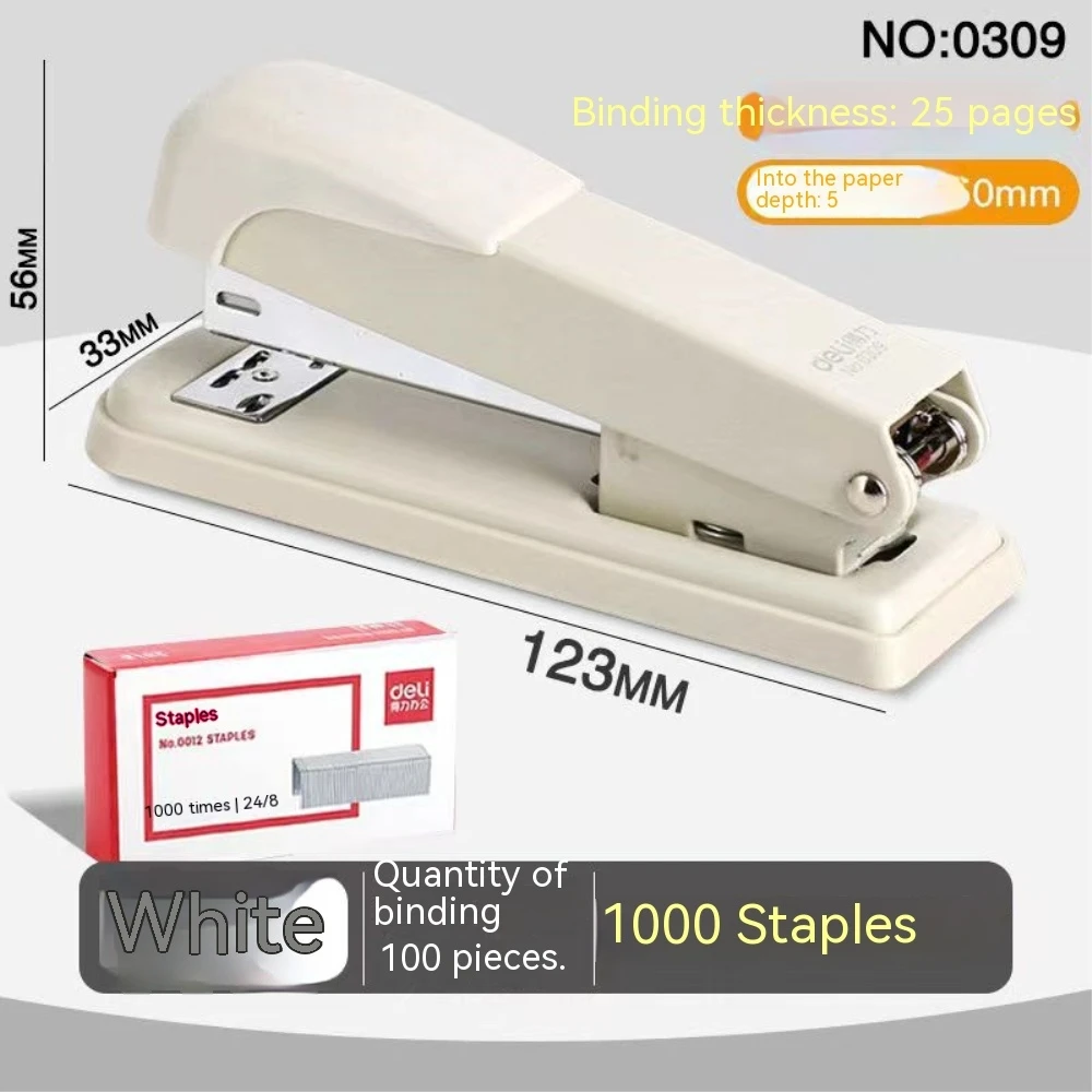 Manual Stapler 25 Sheets Effortless Stapler Paper Book Binding Stapling Machine School Office Supplies with 1000 Staples