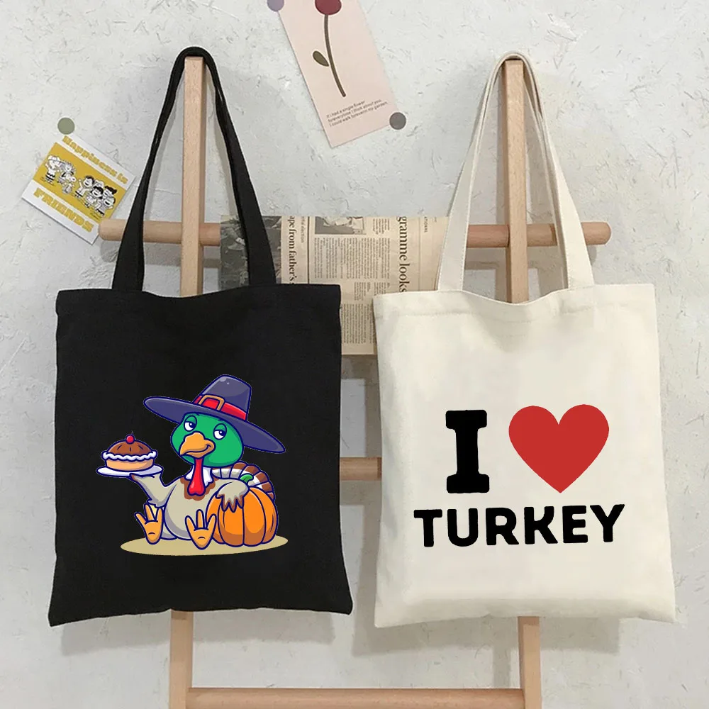 Ankara cappadocia Istanbul turchia Country Map Flag Heart Women Canvas Shoulder Harajuku borse Totes Eco Shopper Shopping Bags