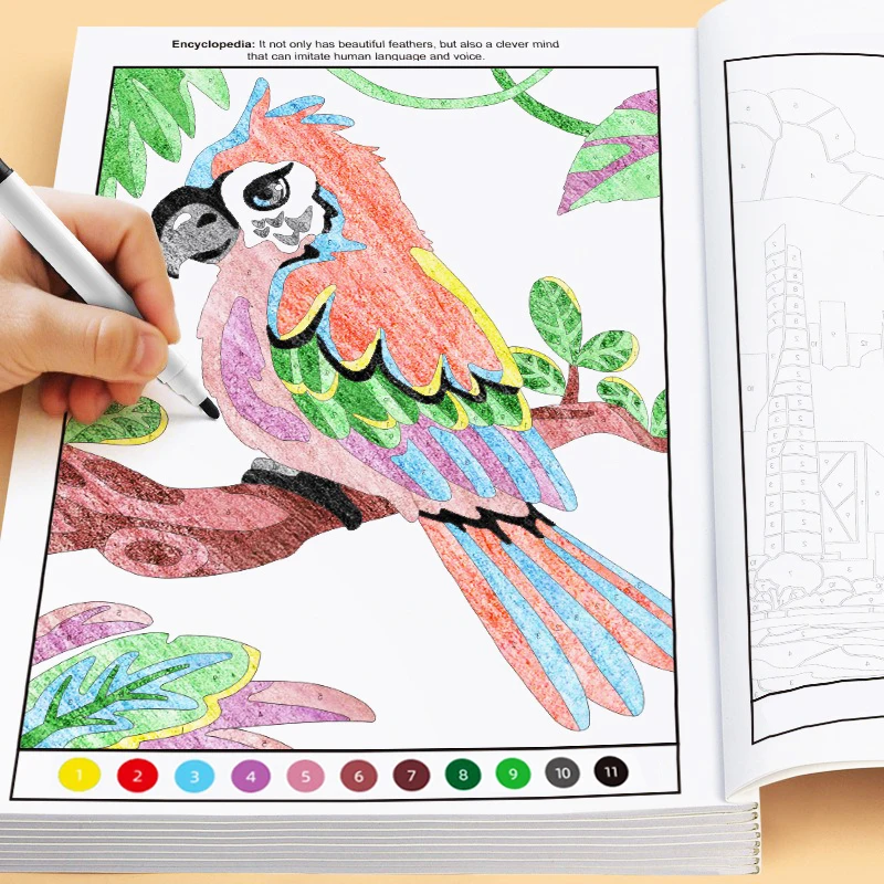 Kinder-Malbuch, 48 Seiten mit Farbenfrohen Illustrationen und Anleitungen, Interaktives Aktivitäts-Malbuch – Detail 3