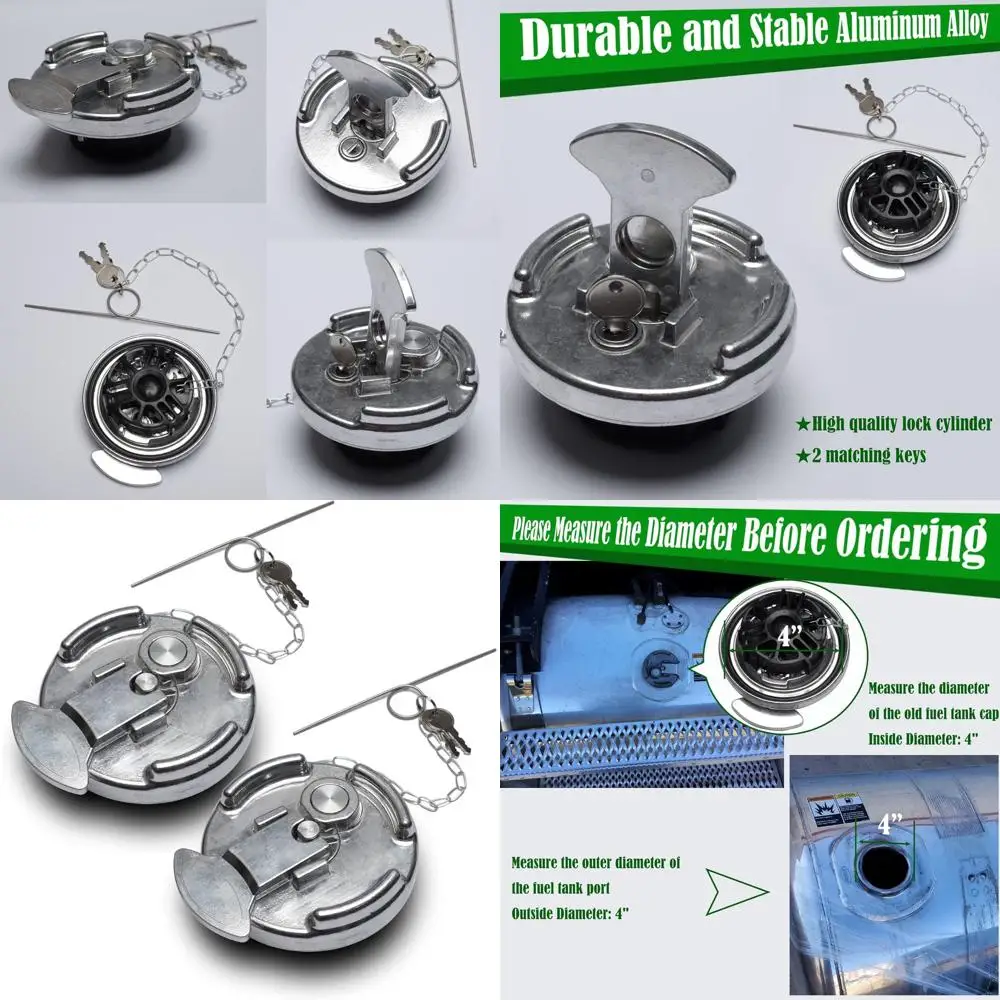 

Locking Diesel Fuel Cap 2pcs Replacement for Peterbilt 379 389 579 4" Lever Style Semi Trucks Gas Tank Accessories Replace 11-04