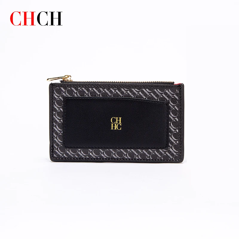 CHCH Luxury Retro Wallet Button Zipper Fashionable Classic Folding Design Textured Printing Card Holder Business Card Holde