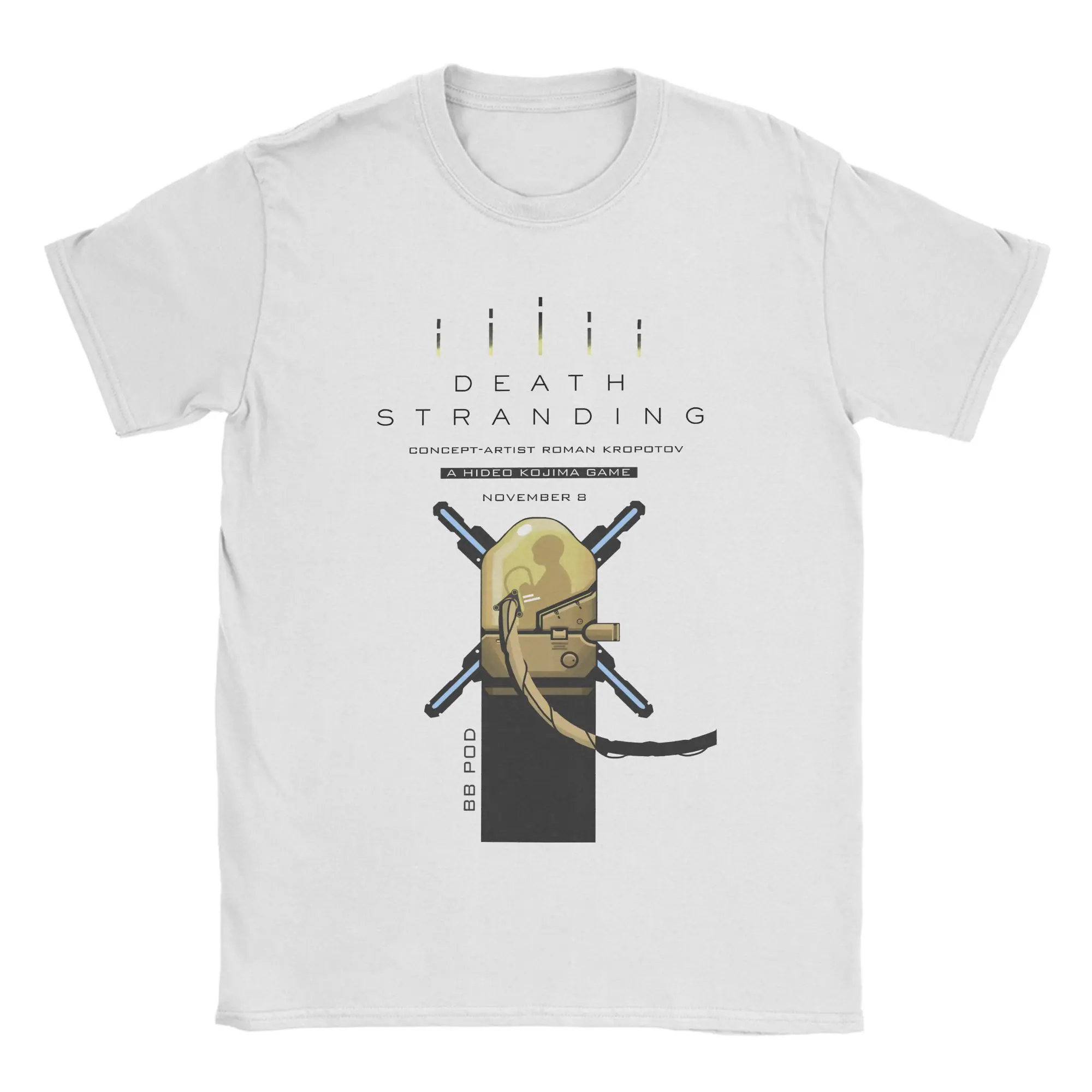 

Мужские и женские футболки Death Stranding BB Pod, хлопковая футболка для отдыха, футболки с короткими рукавами, топы с круглым вырезом, большие размеры