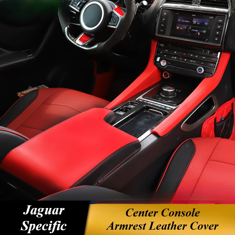 Cubierta de cuero para Reposabrazos de consola central, tira decorativa para Jaguar F-PACE, XEL XFL XE modificado