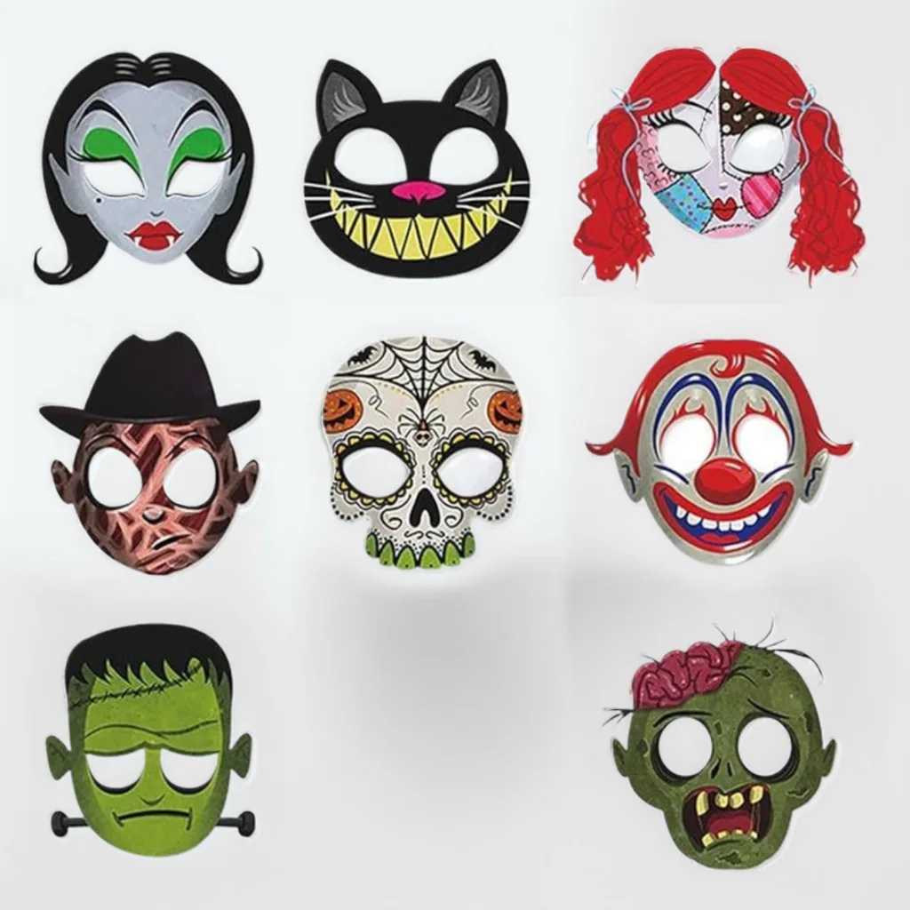 8 sztuk Halloween Frankenstein Zombie Girl Freddy czaszka maska na bal maskowy Cosplay kostiumy imprezowe papierowe maski pół twarzy przebranie