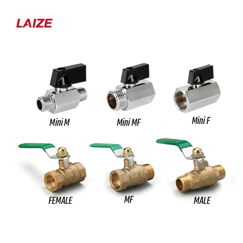 Zawór kulowy mosiężny mini BSP do kompresora powietrza, wody, gazu, oleju, zawór odcinający 1/8" 1/4" 3/8" 1/2" z gwintem BSP (męski na żeński)