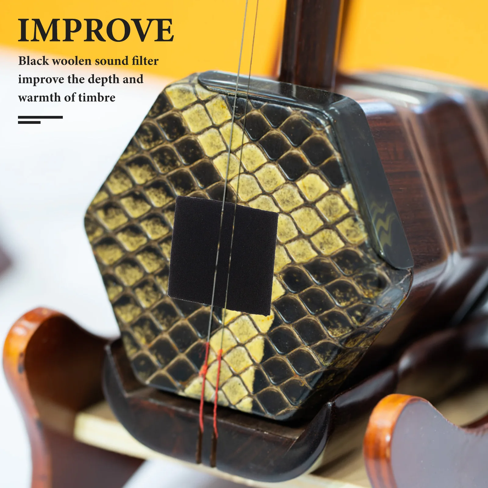 

4Pcs Erhu Black Wool Felt Noise Reduction Pad Sound Absorption Soundproofing Pad for Practice Performance Tone Enhancer