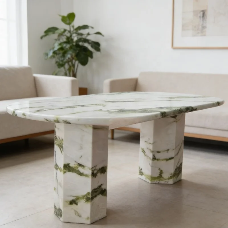 ✿p Travertine Stone Tiered Multi-Level Outdoor Table for Park Use Contemporary Design UV-Resistant Waterproof Lightweight