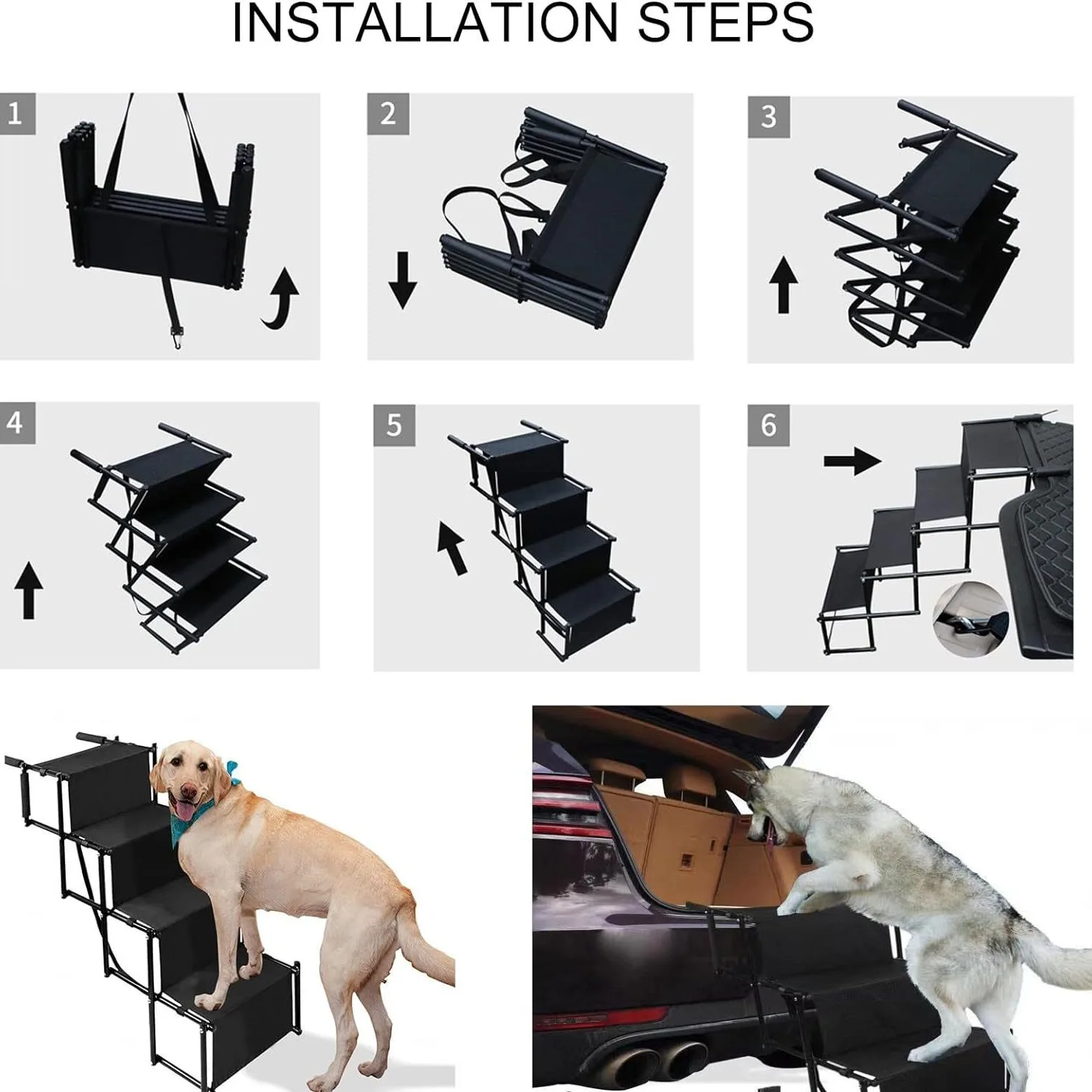 Dog Stairs Dog Steps for Cars Pet Folding Foldable Dog Ramp Pet Camping Stairs