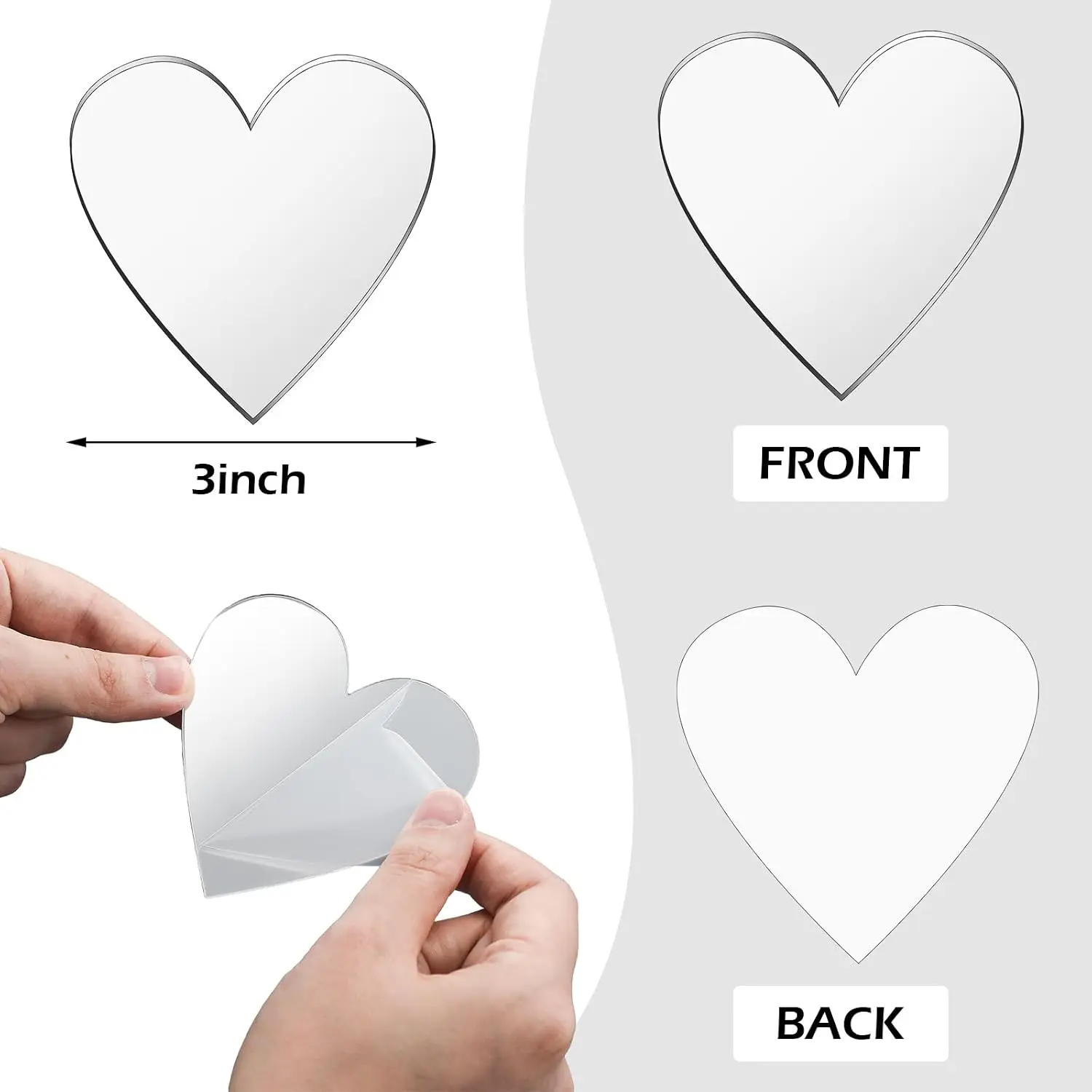 100 Pcs Heart Shaped Mirror Tiles, Tiny Mirrors for Crafts, DIY Mosaic Small Circle Mini Mirror Tiles for Arts and Crafts Projec