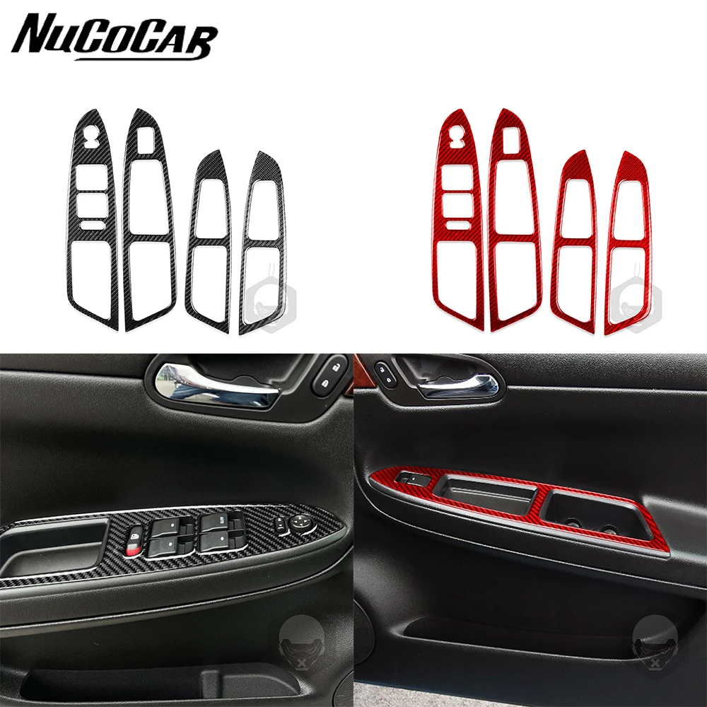 For Chevrolet Impala 2006-2013 Carbon Fiber Window Lift Panel Decorative Sticker Car Interior Accessories Sticker