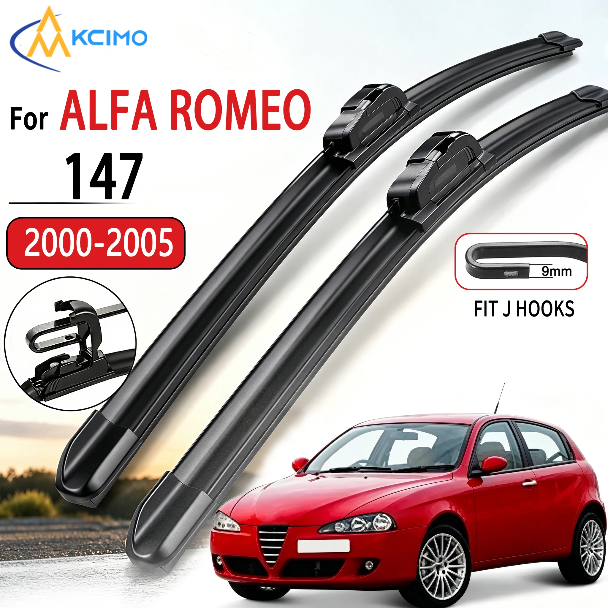 

For Alfa Romeo 147 2000-2005 Car Wiper U-type Soft Rubber Boneless Wiper HD Quiet Durable Smooth Stable Automotive Wiper 22"+16"