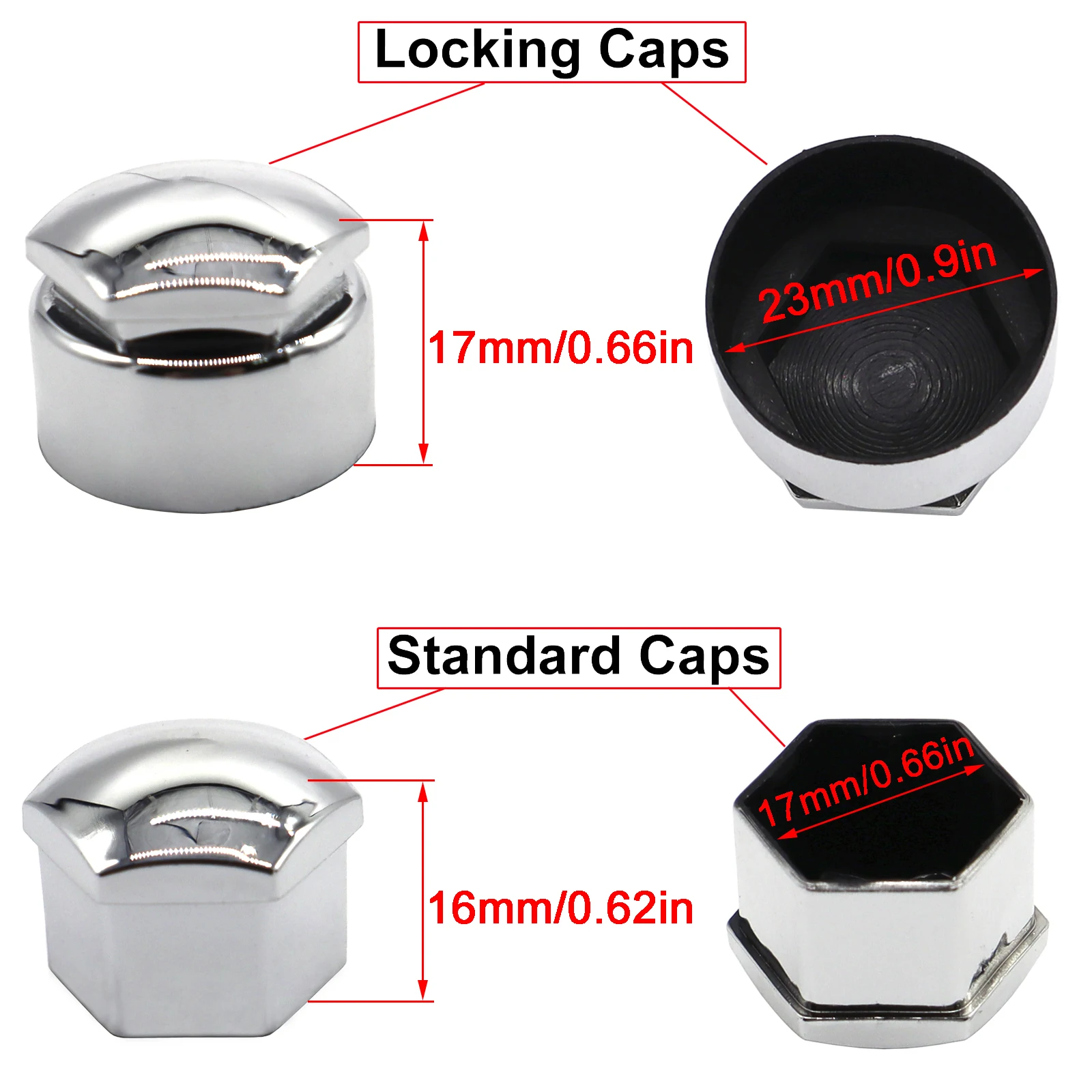 Car Chrome Wheel Nut Caps Accessories Auto Tyre Hub Screw Anti-Rust Protection Cover Decoration Vehicle Bolts Studs Cap 24x17mm