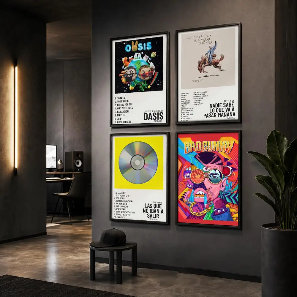 Rapper Music Album B-Bad B-Bunny Poster HD Home Wall Stickers House Hallway Living Room Bedroom Bar Office Decor Art Prints
