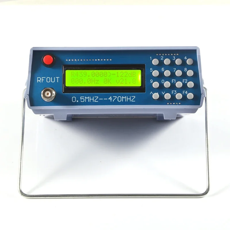0.5-470 MHz RF signal generator with FM modulation for bi-directional radio sensitivity and receiver testing