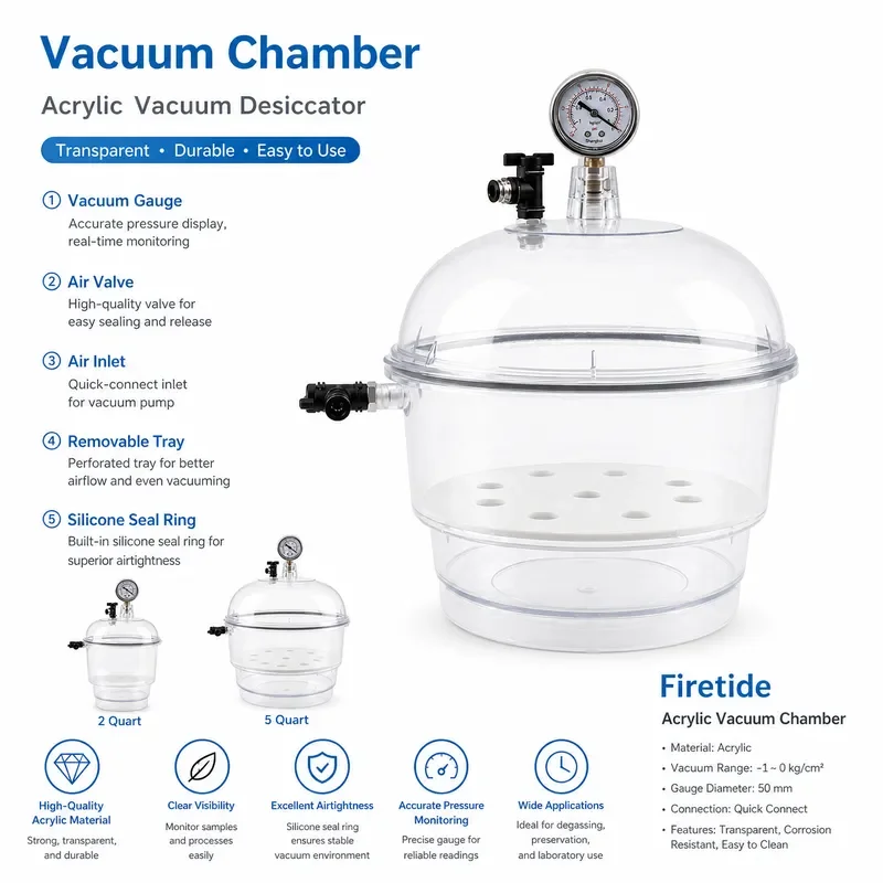 Small Lab Vacuum Desiccator Dryer Jar 150mm/250mm with Double Valves Glassware for Chemical Storage And Drying in Laboratory Use