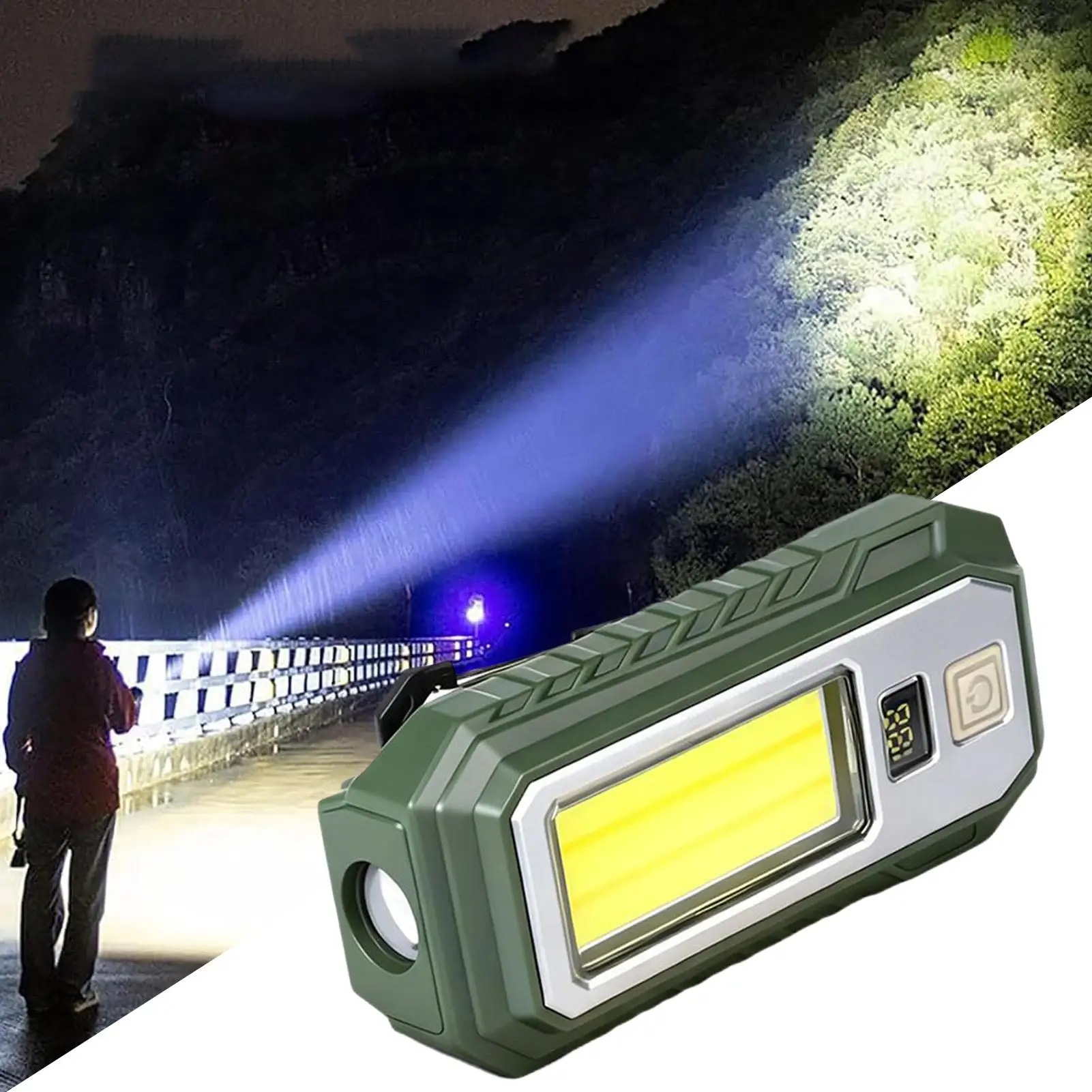 

Рабочий свет 1200 мАч Магнитный светодиодный яркий фонарик Цифровой дисплей Огни отключения электроэнергии для кемпинга Открытая палатка Гаражный магазин Работа