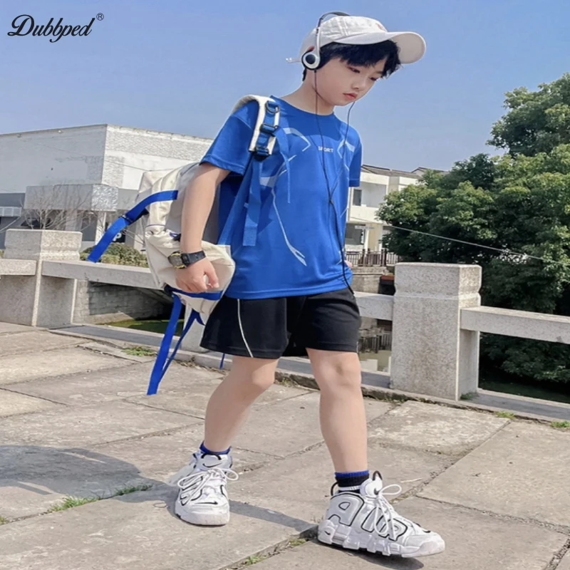 Dubbped Kids Running Clothes Sets Boys Football Jersey Short Sleeve Children Sports Training Uniforms Soccer Jerseys Night run