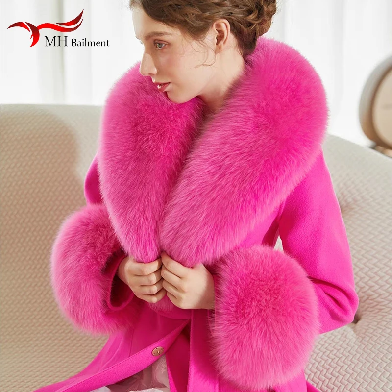 Winter Genuine 100% Real Fox Fur Collar Women Fashion Neck Keep Warmer Decorate Coat Scarves Cuff Set Luxury Shawl Accessories