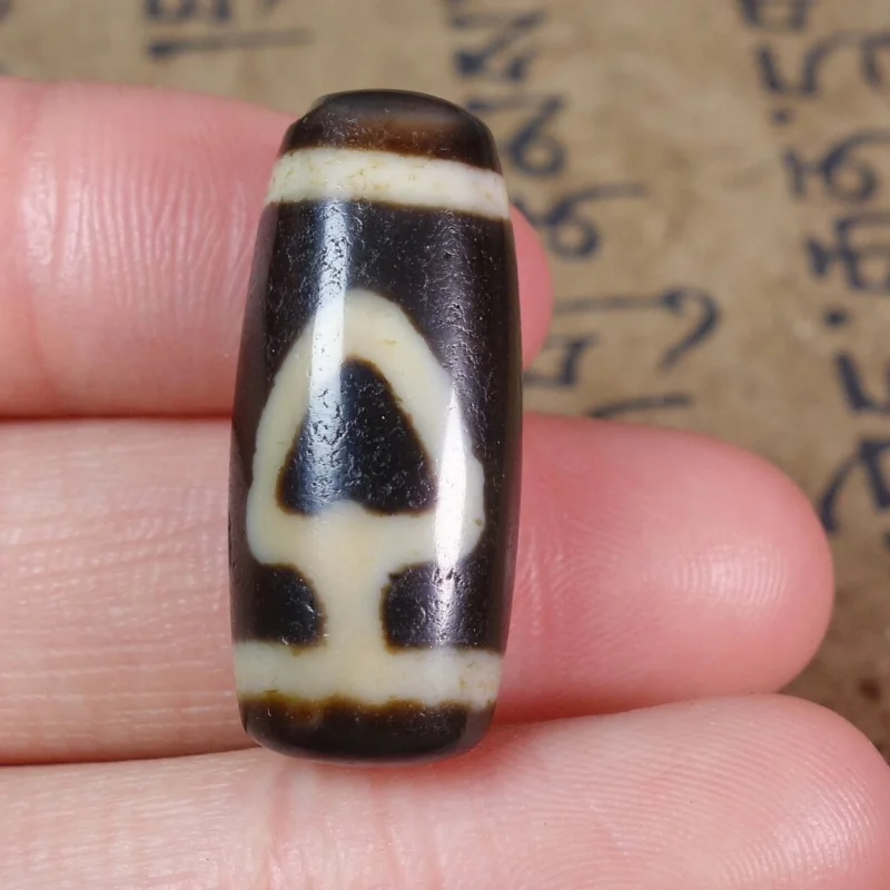 Ancient Tibetan DZI Beads Old Agate Buddha Heart Bodhi Totem Amulet Pendant#3386