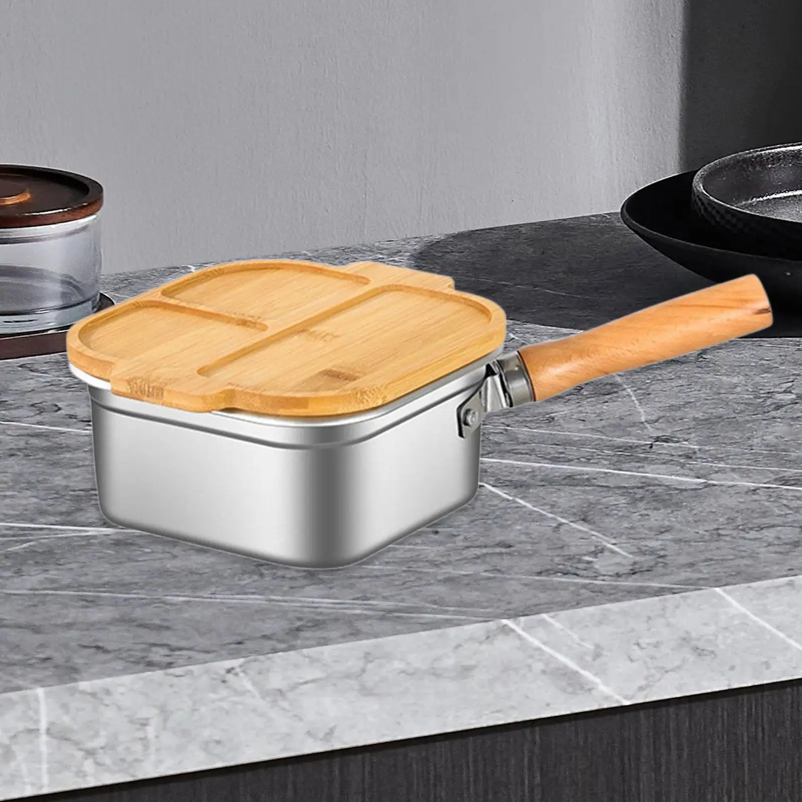 Мини-фритюрница, кастрюля, плита из нержавеющей стали, деревянная съемная ручка с корзиной для жарки, 2500 мл, кухонный инструмент, кастрюля для приготовления на пару для курицы