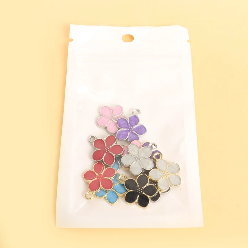 10pcs Colorful Sakura Styling Enamel Charms for Sweet Jewelry DIY Necklace Earrings Phone Chain Flower Pendant Accessories