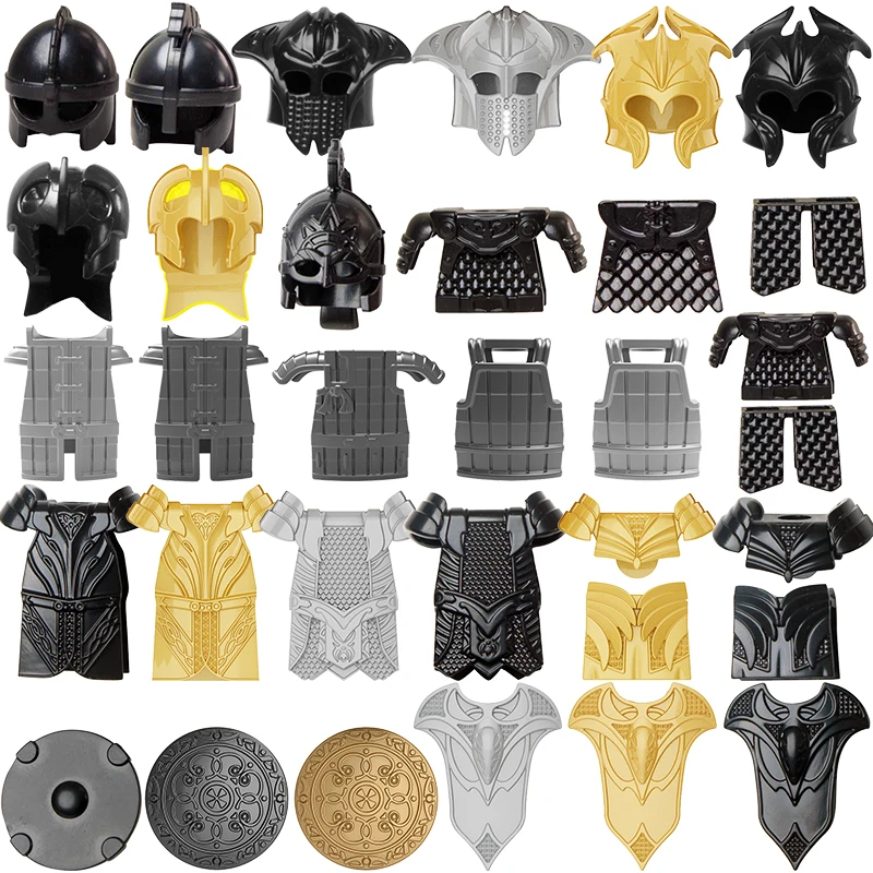 Medieval Accessories Soldier Figures Building Blocks Weapons Knife Shield Sword Armor Helmet Axe Army Children\'s Toys Gifts K150