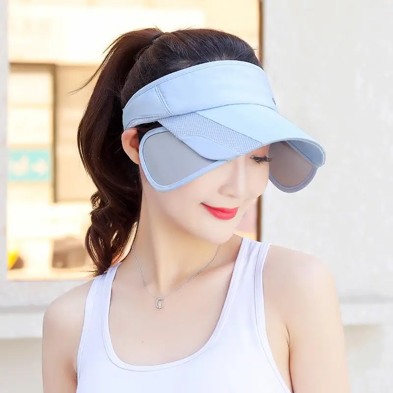【IIOO】Summer Outdoor Sports Hat, Casual Retractable Top Hat, Women's Hat Brim, Cycling Sun Hat, Sun Protection Pull-out Hat