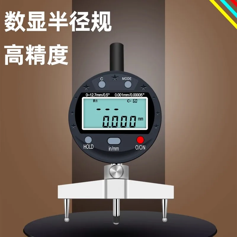 Pengukur radius digital, alat ukur diameter elektronik, indikator pengukur, pengukur R