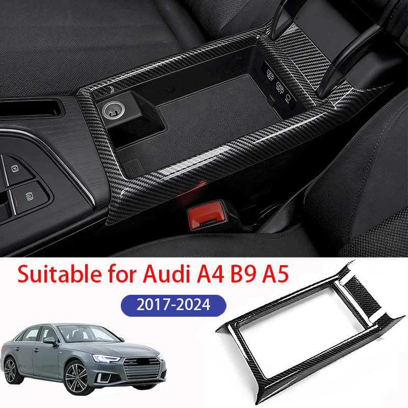 

Suitable for Audi A4A5 B92017-2024 carbon fiber texture center console storage box frame decorative cover decoration