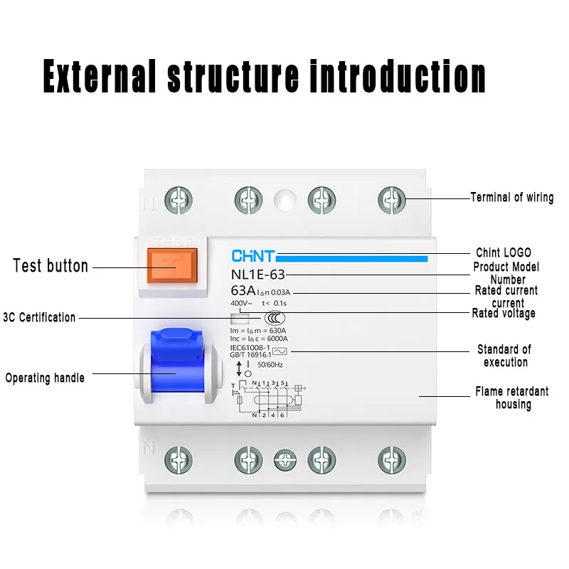 

Оптовый выключатель дифференциального тока Astronergy NL1E-63A 1P+N 3P+N 30мА CHINT для промышленного контроля, литой корпус, характеристика B/C, KA, модель 2026 года