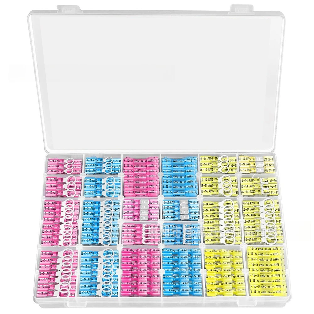 540PCS BHT Heat Shrink Insulated Wire Terminal Kit, Ring Fork Spade Butt Connectors Assortment Box