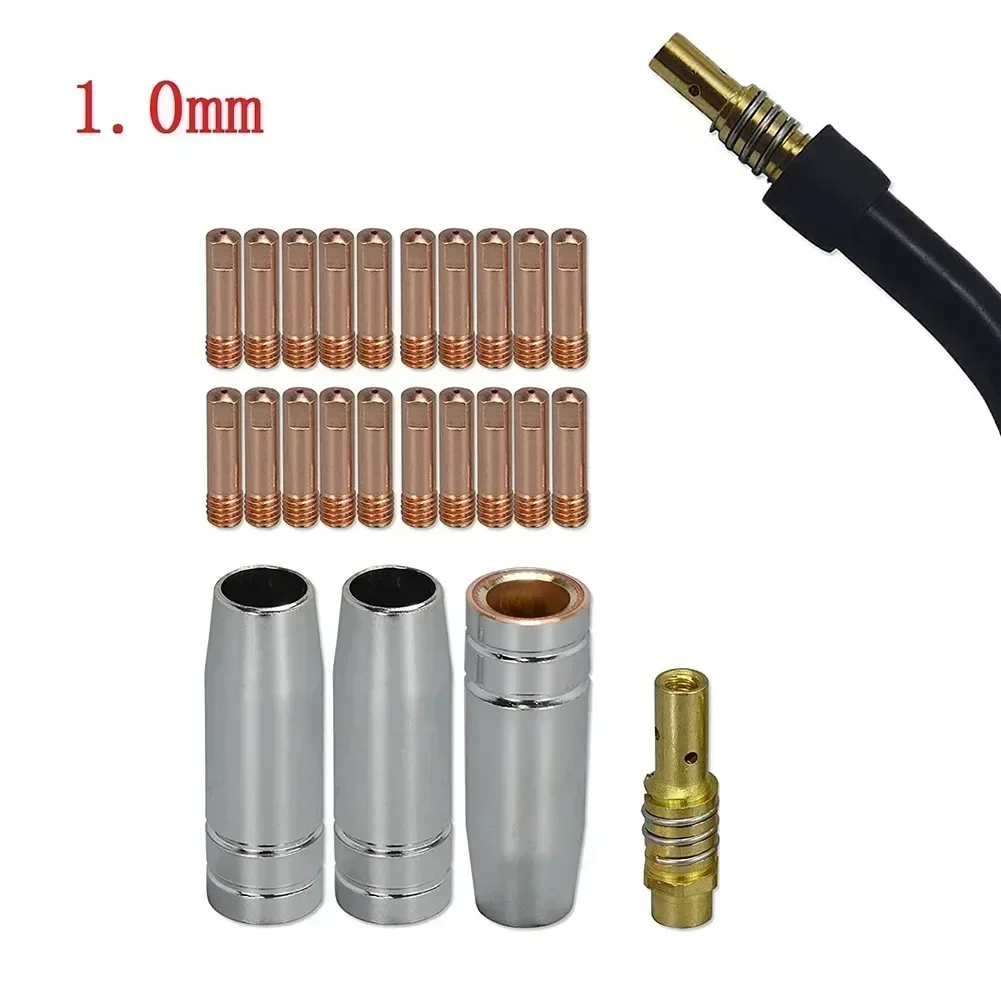 Imagem -03 - Kit de Soldagem Mig Mb15 e m6 24 Peças 0.6 0.8 mm Pontas de Contato Suporte de Bico Peças Sobressalentes 14ak 15ak Tochas para Soldagem Sip