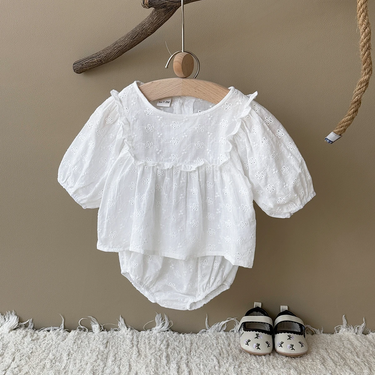 Summer Baby Clothing Sets Flower Embroidered T-shirts+Elasctic Triangle Shorts Kids Casual Clothes Suit 0-3Y